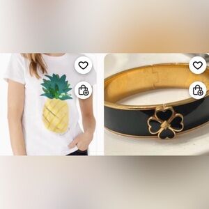 ♠️ 2 for 1 — Tee & bracelet- White & Yellow & black & gold bangle 🍍 Kate Spade